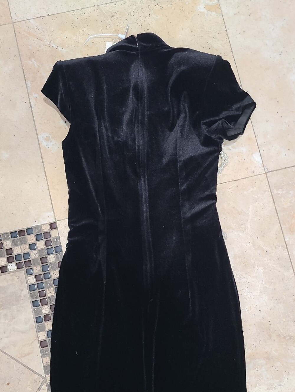 Mew Mews  Black Velvet Prom Dress with Pearl Beaded Bodice - Picture 9 of 14